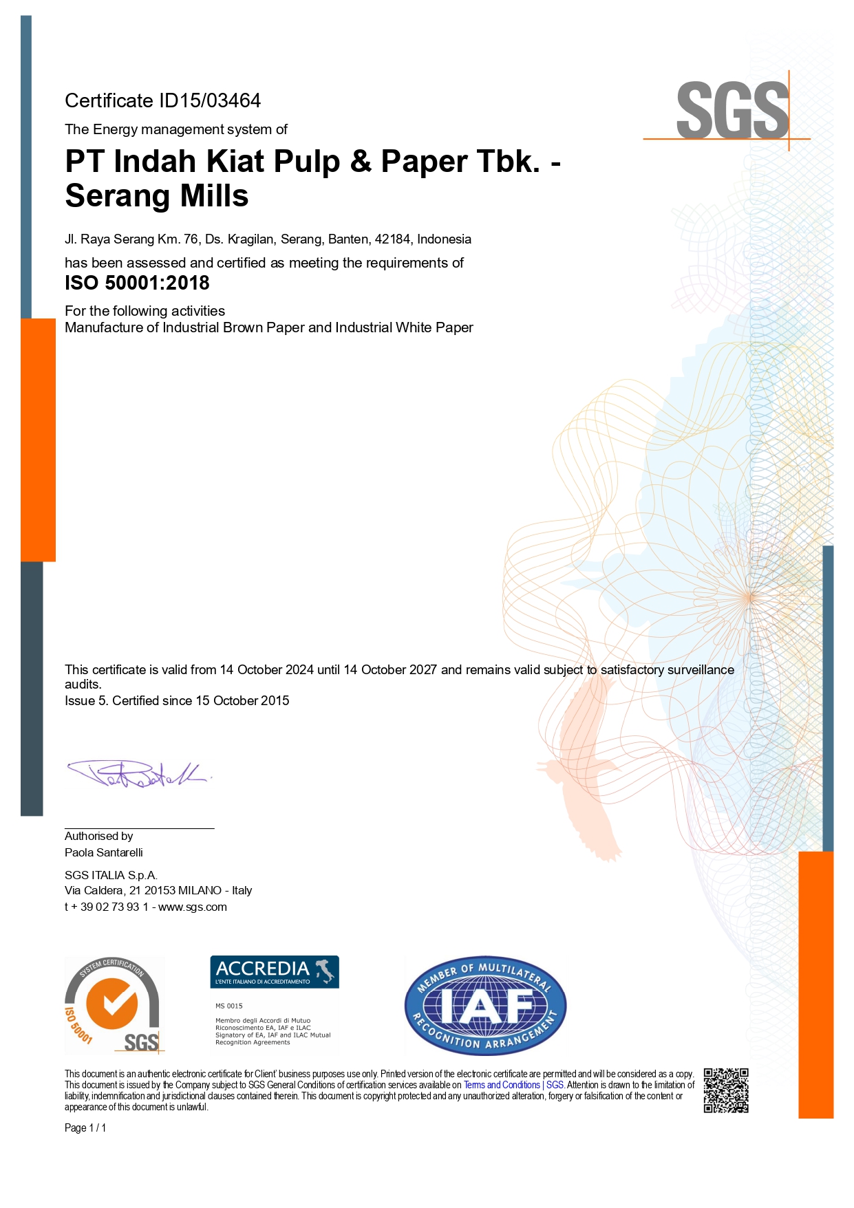 Certificate 50001 - 2018 (Energy Management System - by SGS) Issue date October 14, 2024_page-0001.jpg